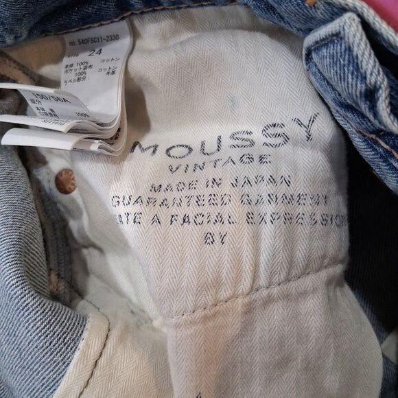MOUSSY VINTAGE High Rise Denim Shorts Button Fly Raw Hem Distressed Size 24"x5" - Picture 9 of 9